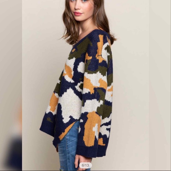 LAST TWO Camouflage Print V Neck - Picture 5 of 6